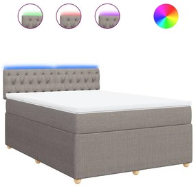 Κρεβάτι Boxspring με Στρώμα Taupe 140x190 εκ. Υφασμάτινο - Μπεζ-Γκρι