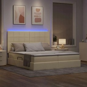 vidaXL LED Κρεβάτι αποθήκευσης με στρώμα Κρέμ 180 x 200 cm Ύφασμα