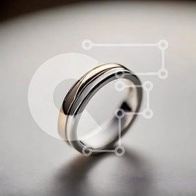 Σετ των 2 Intra Συλλεκτικό Ξύλινο Παζλ Plywood  4mm - Κομψή ασημένια και χρυσή μπάντα γάμου Σε Ξύλινο Κουτί - Διαστάσεις: 10x10 cm – 25 κομμάτια