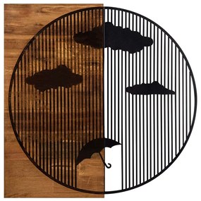 Διακοσμητικό Τοίχου Rain 279ENZ1735 58x58cm Walnut-Black Wallity Μέταλλο,Ξύλο
