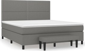 vidaXL Κρεβάτι Boxspring με Στρώμα Σκούρο Γκρι 180x200 εκ Υφασμάτιν