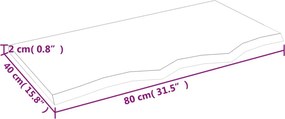 vidaXL Επιφάνεια Τραπεζιού Σκ. Καφέ 80x40x2 εκ. Επεξ. Μασίφ Ξύλο Δρυός