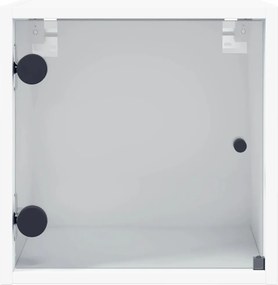 vidaXL Κομοδίνο Λευκό 35x37x35 εκ. με Γυάλινη Πόρτα