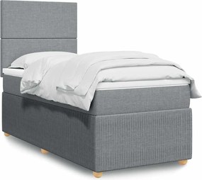 vidaXL Κρεβάτι Boxspring με Στρώμα Ανοιχτό Γκρι 100x200 εκ. Υφασμάτινο