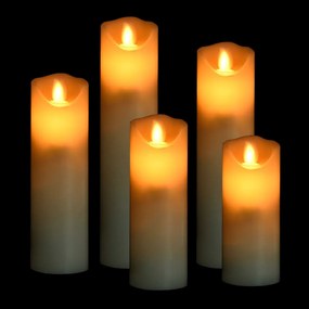 vidaXL Κεριά LED Ηλεκτρ. Σετ 5 Τεμαχίων Θερμό Λευκό με Τηλεχειριστήριο