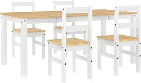 vidaXL Σετ Τραπεζαρίας 5 Τεμαχίων Panama από Μασίφ Ξύλο Πεύκου Λευκό