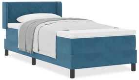 vidaXL Κρεβάτι με Στρώμα Στρώματος Σκούρο Μπλε 90x190 εκ. Βελούδο