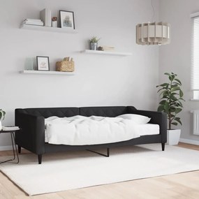 Καναπές Κρεβάτι με Στρώμα Μαύρο 90 x 190 εκ. Υφασμάτινο - Μαύρο