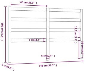 vidaXL Κεφαλάρι Κρεβατιού Μαύρο 146 x 4 x 100 εκ. Μασίφ Ξύλο Πεύκου