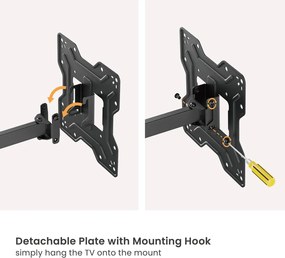 POWERTECH επιτοίχια βάση τηλεόρασης PT-1556, 23-43", έως 30kg, full motion