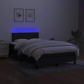 vidaXL Κρεβάτι Boxspring με Στρώμα &amp; LED Μαύρο 120x190 εκ. Υφασμάτινο