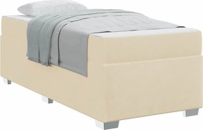 vidaXL Σκελετός Κρεβατιού με στρώμα Κρεμ 90 x 190 cm ύφασμα