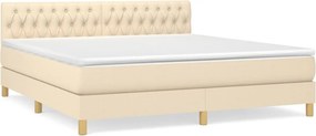 vidaXL Κρεβάτι Boxspring με Στρώμα Κρεμ 180x200 εκ. Υφασμάτινο