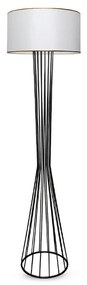GloboStar® NOVA 201-0036 Μοντέρνο Επιδαπέδιο Φωτιστικό 1 x E27 IP20 Μαύρο Μεταλλό με Λευκό Ύφασμα - Μ38 x Π38 x Υ155cm