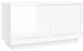 Έπιπλο Τηλεόρασης Γυαλ. Λευκό 80x35x45 εκ. Επεξεργασμένο Ξύλο - Λευκό