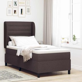 vidaXL Κρεβάτι με Στρώμα Σκούρο Καφέ 90x200 cm Υφασμάτινο