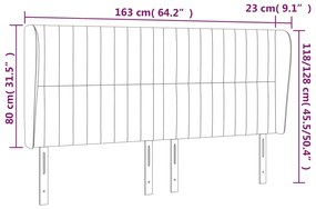 Κεφαλάρι με Πτερύγια Σκούρο Γκρι 163x23x118/128 εκ. Υφασμάτινο 3118201