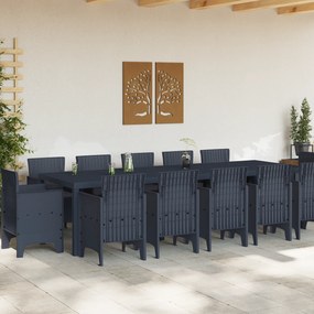 vidaXL Σετ Εξωτερικής Τραπεζαρίας  13 τεμαχίων με Μαξιλάρια Ανθρακί Ρατάν
