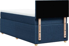 vidaXL Κρεβάτι Boxspring με Στρώμα Μπλε 90x190 εκ.Υφασμάτινο