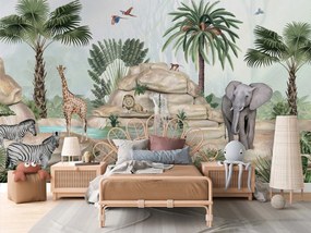 Jolly Jungle Ταπετσαρια Τοιχου Μπεζ Επιθυμητη Διασταση