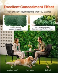 VEVOR Artificial Grass Wall Panels 12 PCS 20 x 20 inch 3D Greenery for Decor