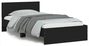 Πλαίσιο Κρεβατιού με Κεφαλάρι Μαύρο100x200εκ.Επεξεργασμένο Ξύλο - Μαύρο