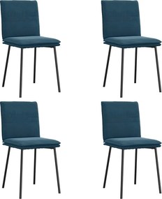 vidaXL Καρέκλες Τραπεζαρίας 4 τεμ. Μπλε Βελούδινες