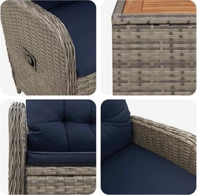 vidaXL Σετ Ξαπλώστρας Κήπου 2 τμχ. Grey and Navy Blue 45 x 45 x 40 cm