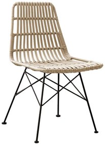 SALSA Καρέκλα Κήπου Βεράντας Μέταλλο Βαφή Μαύρο, Wicker Φυσικό 48x59x80cm Ε241,1