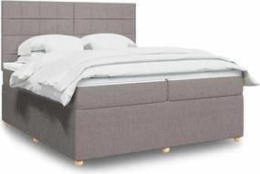 vidaXL Κρεβάτι Boxspring με Στρώμα Taupe 200x200 εκ. Υφασμάτινο