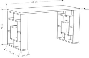 Γραφείο Labirent χρώμα λευκό-καρυδί 140x60x75εκ 140x60x75 εκ.