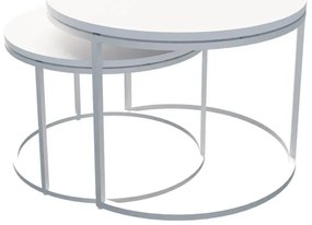 Τραπέζια σαλονιού Solme σετ 2τεμ μέταλλο και μελαμίνη σε λευκή απόχρωση 60x75x45εκ 75x75x45 εκ.