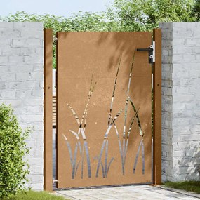 vidaXL Πύλη Κήπου με Σχέδιο Γρασίδι 105 x 130 εκ. από Ατσάλι Corten
