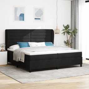 vidaXL κρεβάτι Box Spring με στρώμα Μαύρο 200x200 εκ. Υφάσματος