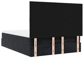 Οθωμανικό κρεβάτι με στρώματα Μαύρο 140x190cm Βελούδο 3313471