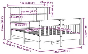 Σκελετός Κρεβατιού Χωρίς Στρώμα Καφέ 140x190 Μασίφ Ξύλο Πεύκου - Καφέ