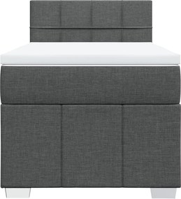 vidaXL Κρεβάτι Boxspring με Στρώμα Σκούρο Γκρι 100x200 εκ. Υφασμάτινο