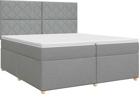 vidaXL Κρεβάτι box spring με στρώμα Ανοιχτό γκρι 200 x 200 cm Ύφασμα