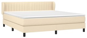 vidaXL Κρεβάτι Boxspring με Στρώμα Κρεμ 180x200 εκ. Υφασμάτινο