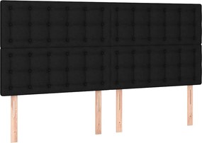 vidaXL Κρεβάτι Boxspring με Στρώμα Μαύρο 200x200 εκ. Υφασμάτινο