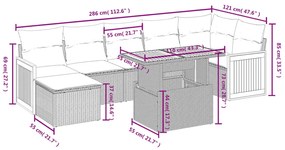 vidaXL Σαλόνι Κήπου 8 Τεμαχίων Μαύρο από Συνθετικό Ρατάν με Μαξιλάρια