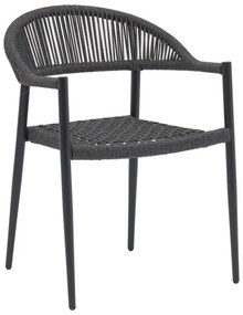 Καρέκλα - Πολυθρόνα Freiburg αλουμίνιο ανθρακί-σχοινί γκρι 57x59x77 εκ.