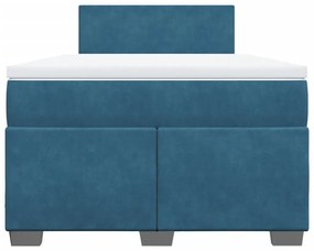 vidaXL Κρεβάτι Boxspring με Στρώμα Σκούρο Μπλε 120x190 εκ. Βελούδινο