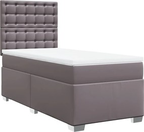 vidaXL Κρεβάτι Boxspring με Στρώμα Γκρι 100x200εκ. από Συνθετικό Δέρμα