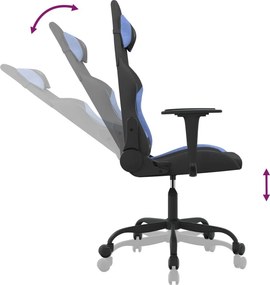 vidaXL Καρέκλα Μασάζ Gaming Μαύρη και Μπλε Υφασμάτινη