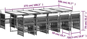 vidaXL Σετ Τραπεζαρίας Κήπου 11 τεμ Μαύρο από Συνθ. Ρατάν με Μαξιλάρια