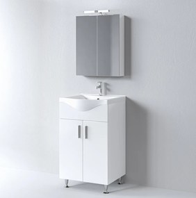 Martin Siena 55 White Gloss - Πάγκος με Νιπτήρα &amp;  Καθρέπτη