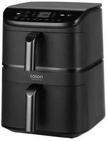 Cosori CAF-DC121-Ader Turbo Tower Διπλή φριτέζα ζεστού αέρα, 2630W, 4.3/6.5 L, 7 προγράμματα, 30-230C, έλεγχος αφής, χρονοδιακόπτης, κρύοι τοίχοι, μαύρο