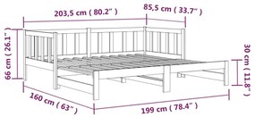 Καναπές Κρεβάτι Συρόμενος Μελί 2x(90x190) εκ. Μασίφ Ξύλο Πεύκου - Καφέ