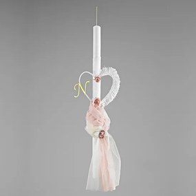 Λαμπάδα βάπτισης καρδιά με μονόγραμμα